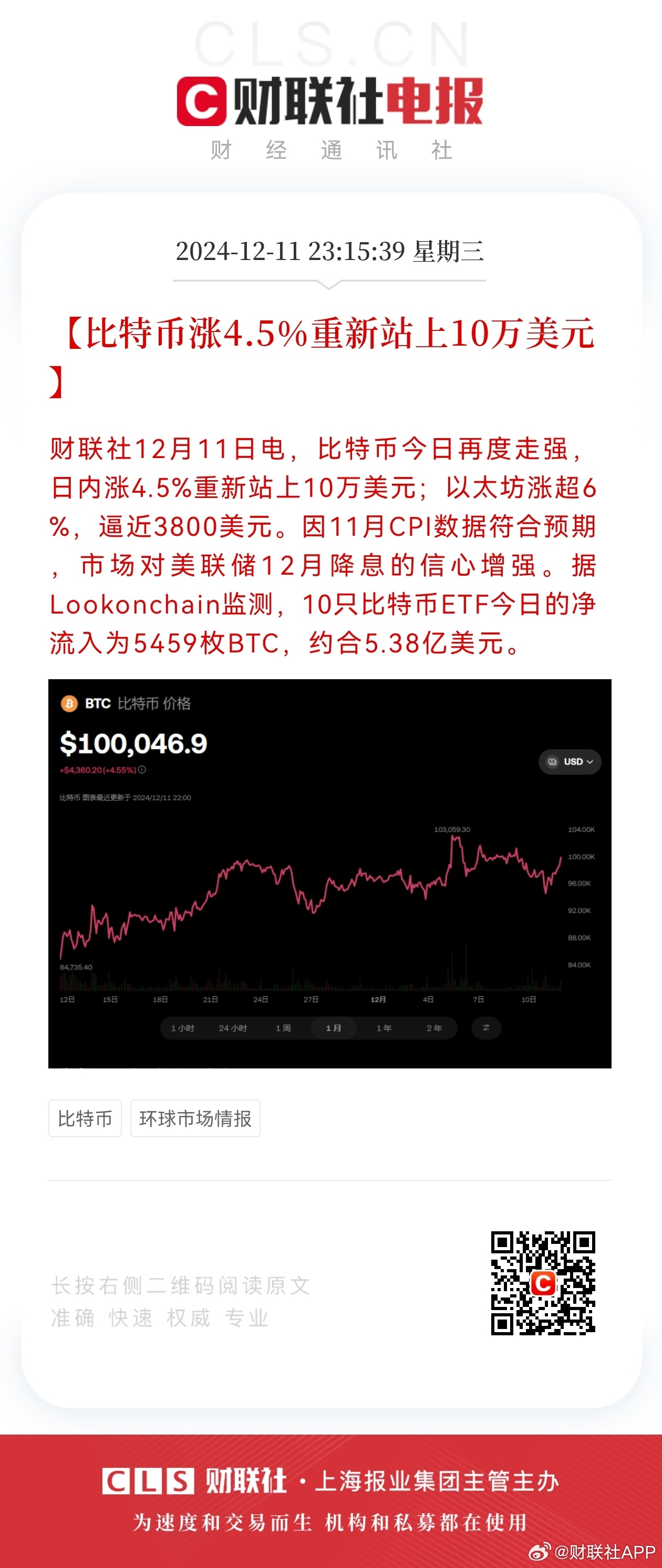研究机构发布报告显示，比特币市场行情持续升温